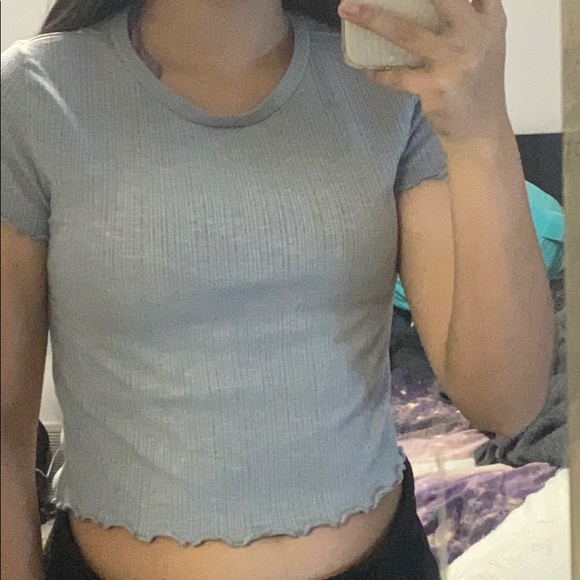 Blue garage cropped shirt - Picture 1 of 3